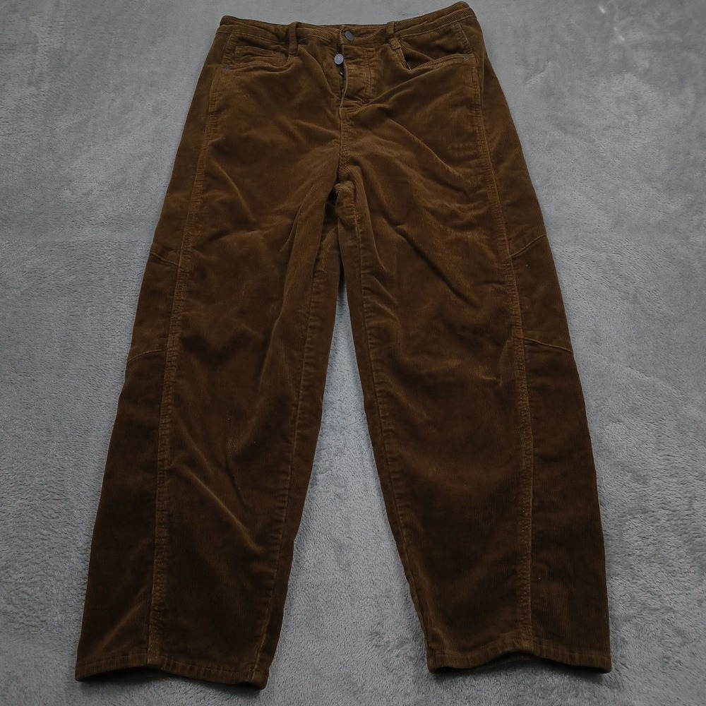 Habitual Pants Womens 10 Brown Corduroy Barrel Leg Preppy Modern - Picture 1 of 9